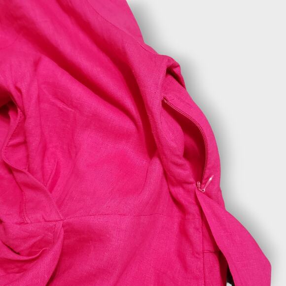 NWT Mango MNG Linen Blend Wrap Maxi Dress Hot Pink Sz 8 Coastal Vacay Casual - Picture 10 of 14